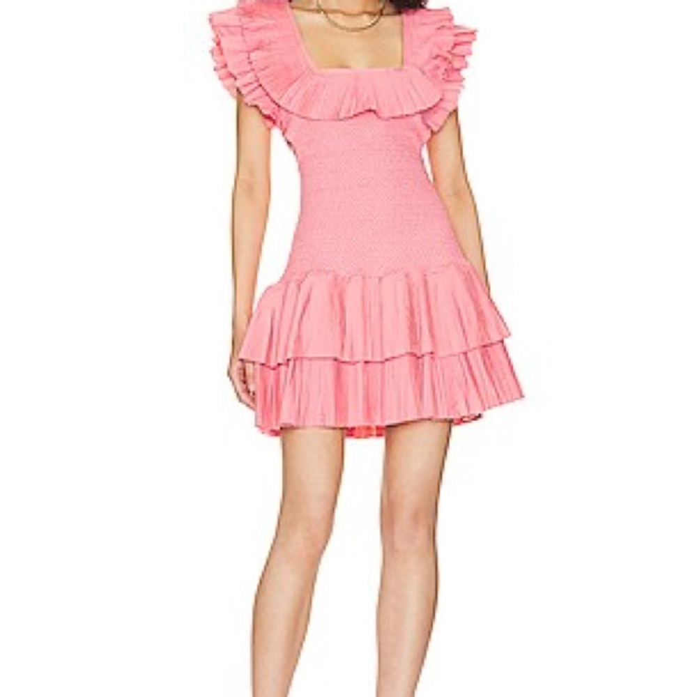 LOVE THE LABEL Pink Ruffle Tiered Mini Dress